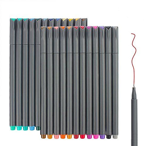 24 Fineliner Color Pens Set, Taotree Fine Line Colored Sketch Writing Drawing Pens for Journal Planner Note Taking and Coloring Book, Porous Fine Point Pens Markers