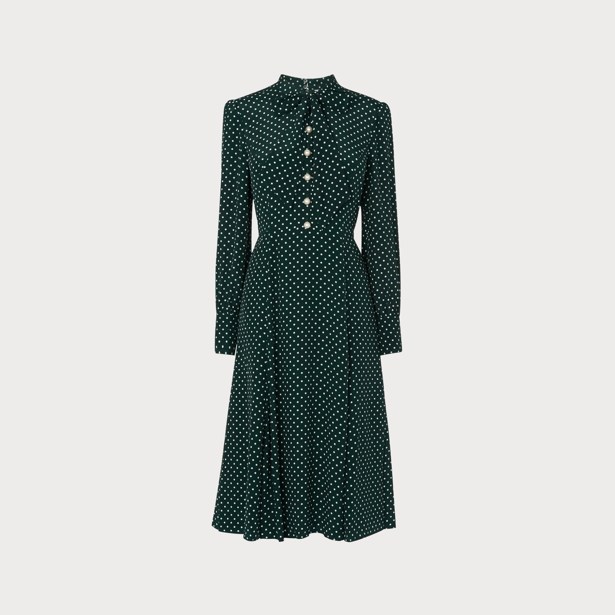 Mortimer Green Dotted Silk Dress