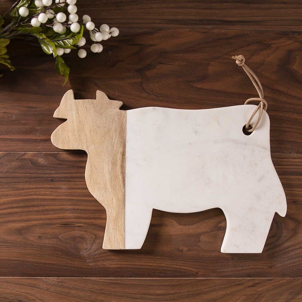 Marble And Wood Cow Cutting Board