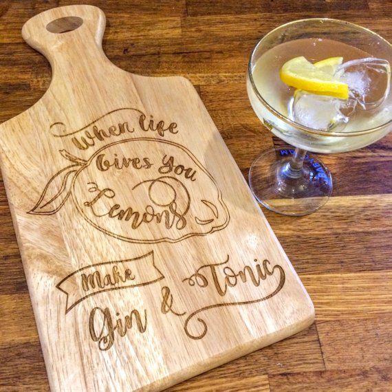 Personalised Glass Chopping Board with Gin Cocktail Design