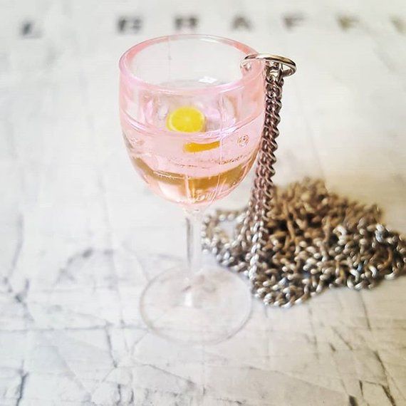 Pink Gin & Tonic Glass Necklace