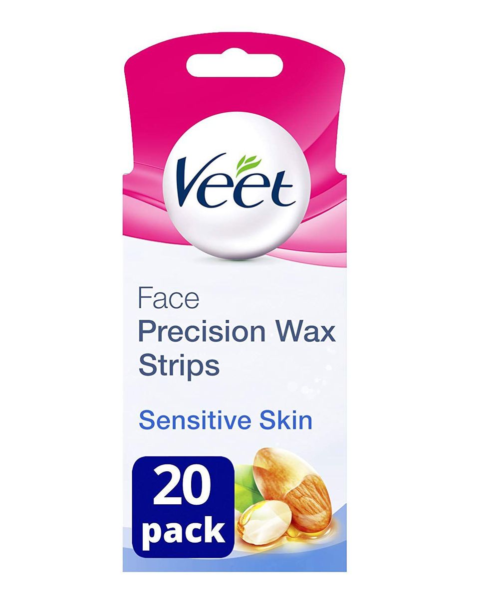 Veet EasyGrip Ready-to-Use Face Wax Strips with Vitamin E and Almond Oil for Sensitive Skin 