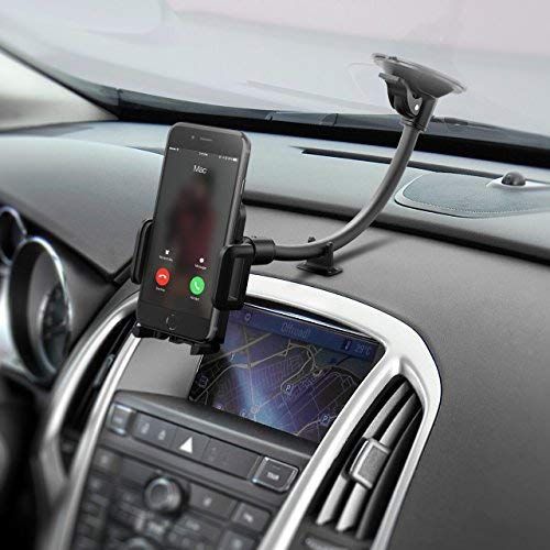 Huawei and More Galaxy S5 / S6 / S7 / S8 LG TactoR Windshield Long Arm Car Phone Holder with One Button Design and Anti-skid Base for iPhone 8 / 7 / 7P / 6s / 6P / 5S Google Car Phone Mount