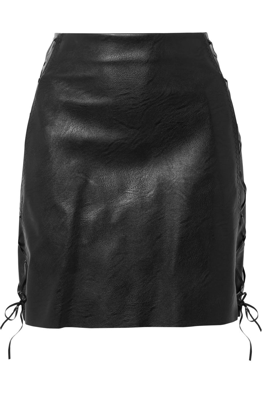 Kylie Jenner: Black Top, Leather Skirt