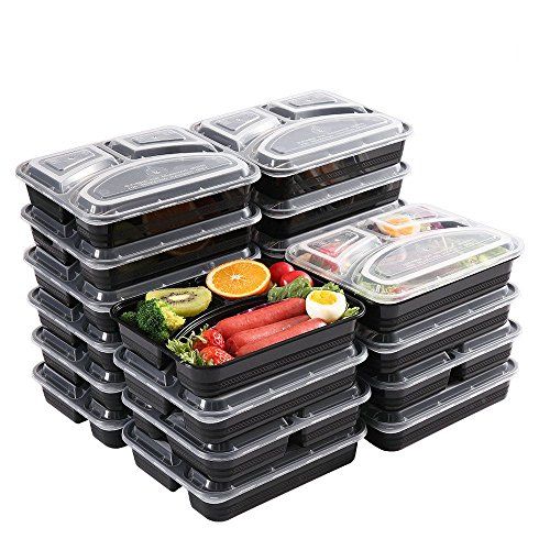 Freshware Meal Prep Containers [15 Pack] 3 Compartment with Lids, Food  Containers, Lunch Box, Stackable, Bento Box, Microwave/Dishwasher Safe (32  oz)