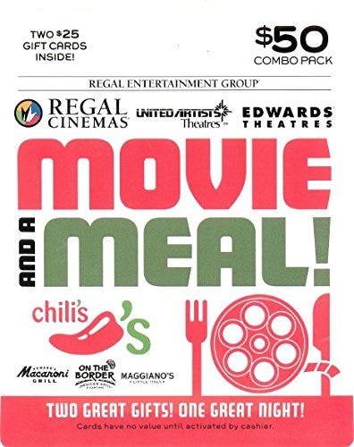 Brinker-Regal Entertainment Movie & A Meal Gift Cards
