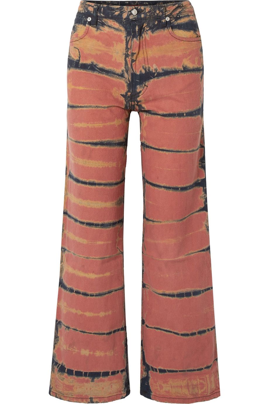 Cropped tie-dyed high-rise wide-leg jeans