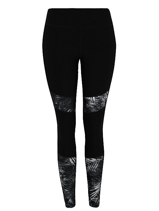 Black Active Wear Panel Print Leggings