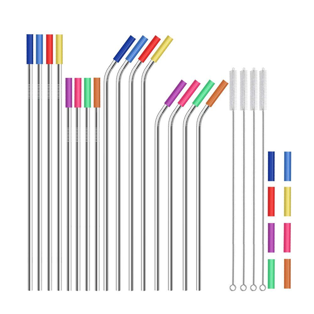 Metal Straws With Silicone tips extra long 10.5" 