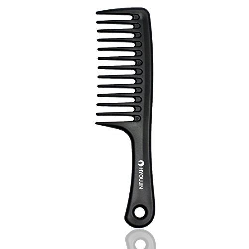 HYOUJIN Black Wide Tooth Comb Detangling Hair Brush