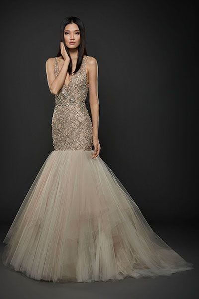 Lazaro V-Neck Gown