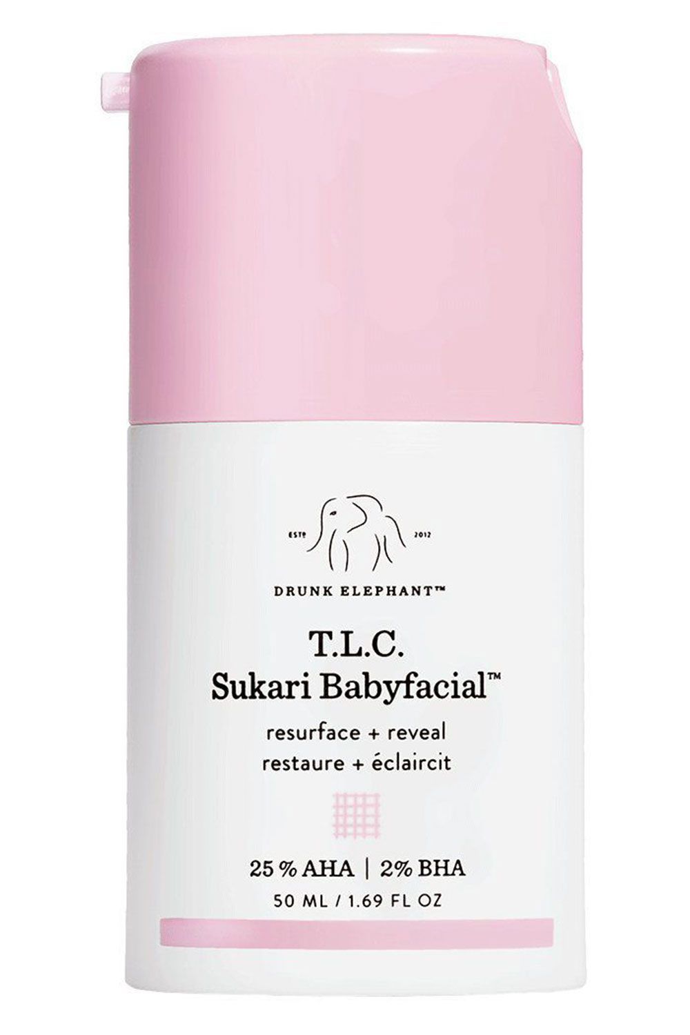 Drunk Elephant T.L.C. Sukari Babyfacial. AHA/BHA Face Mask for Great Skin Clarity, Texture and Tone for a Youthful Radiance. (1.69 Fl Oz).