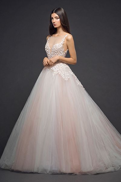 Long Sleeve Ball Gown Wedding Dress with Embellished Illusion Sleeves and  Tulle Skirt | Kleinfeld Bridal