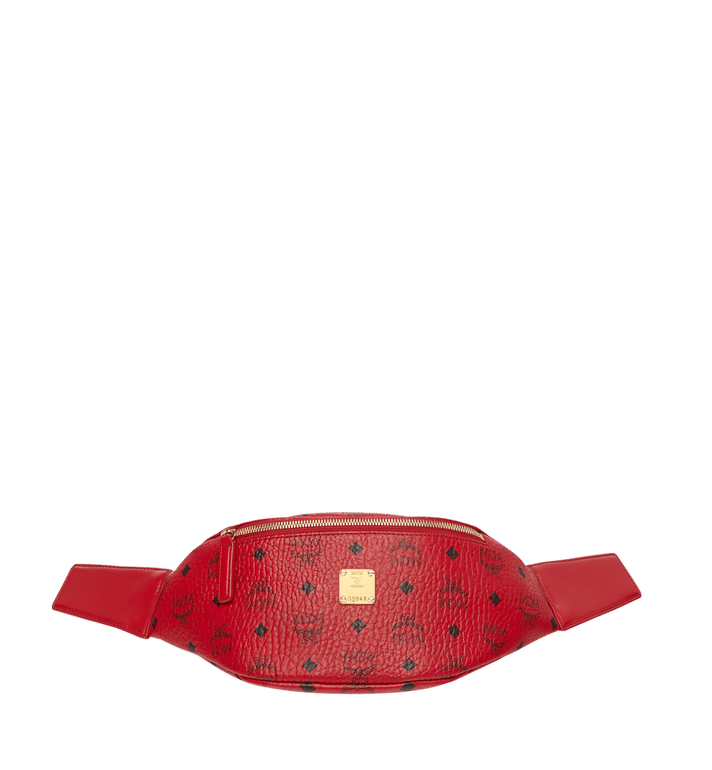 red mcm waist bag