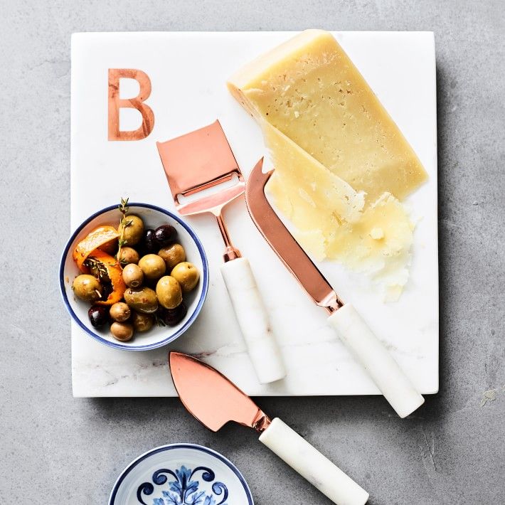 Marble & Copper Monogram Cheese Board