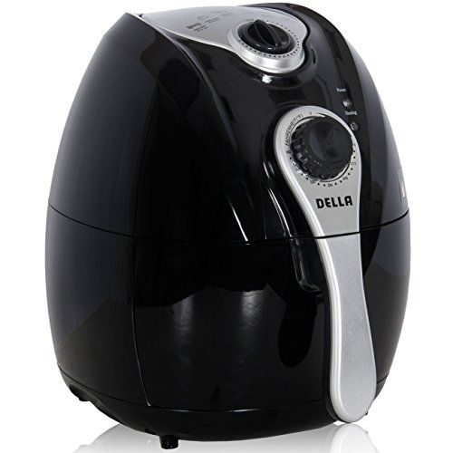 Della Electric Black Air Fryer Temperature Control Portable, Detachable Basket Handle, 1500 Watt