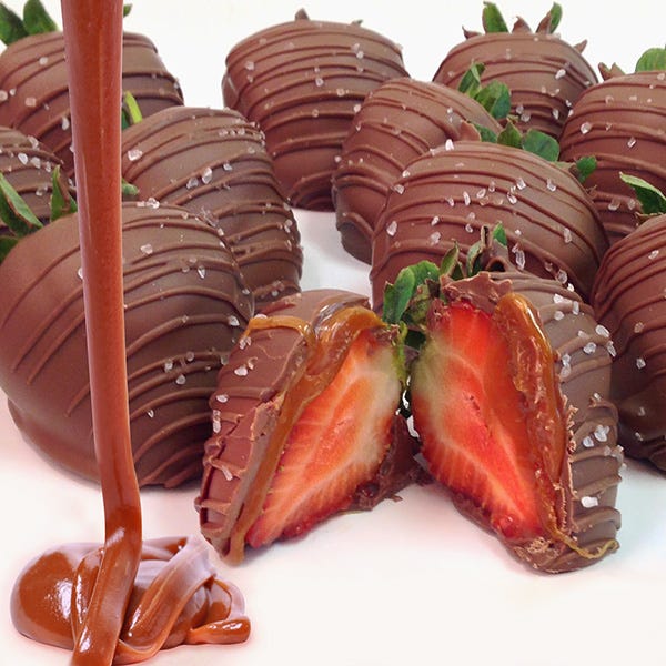 GourmetGiftBaskets.com Sea Salt Caramel and Milk Chocolate–Covered Strawberries