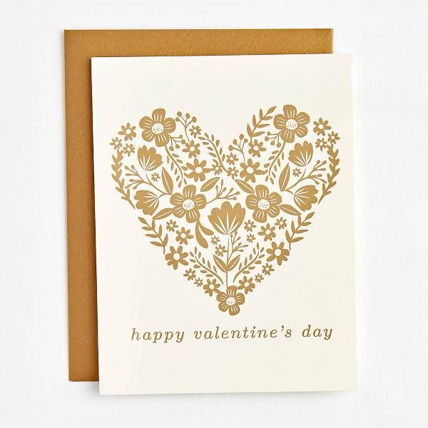 Gold Foil Heart Valentine Card