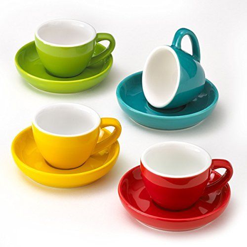 Easy Living Goods Espresso Cups and Saucers (Set of 4)