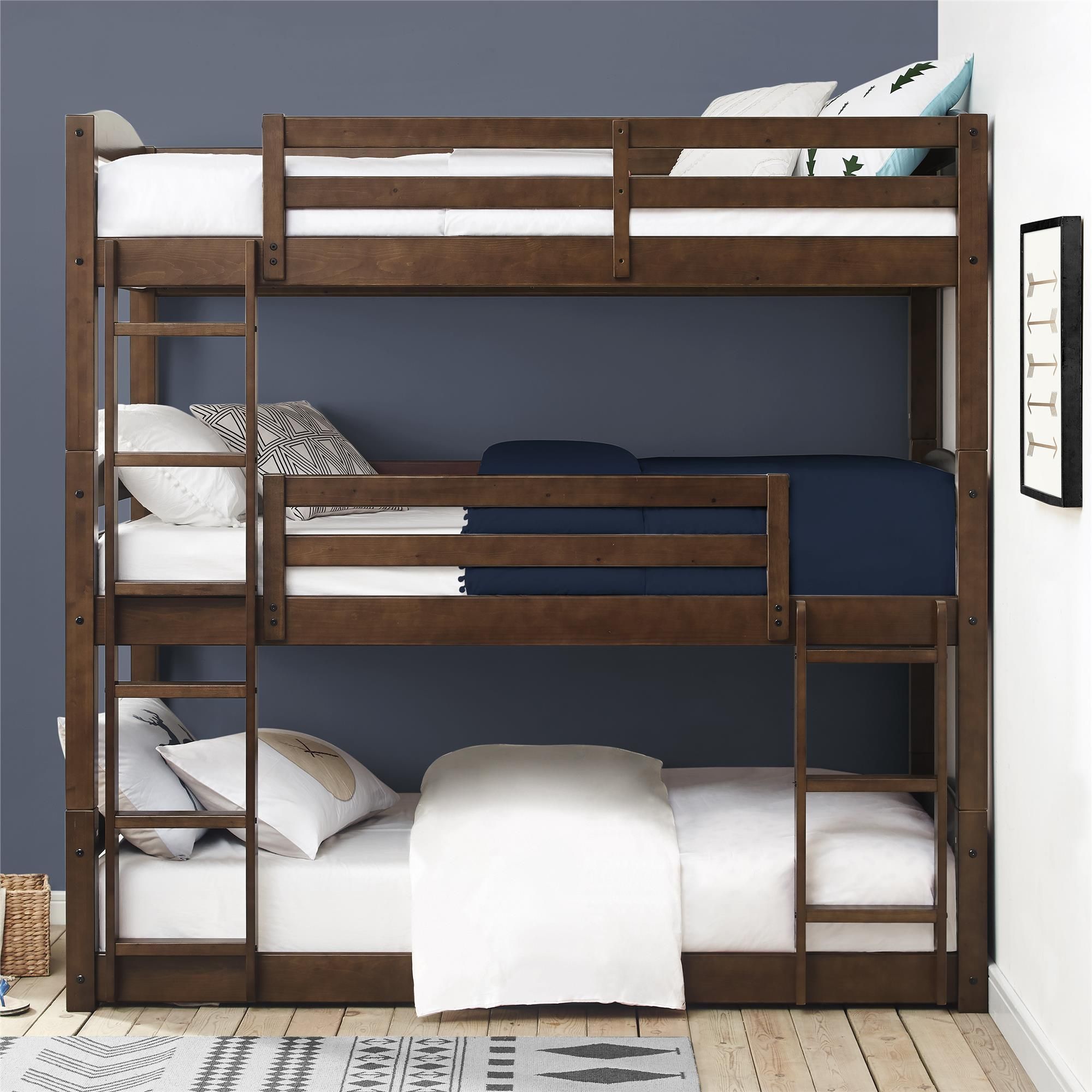 three bunk beds in one