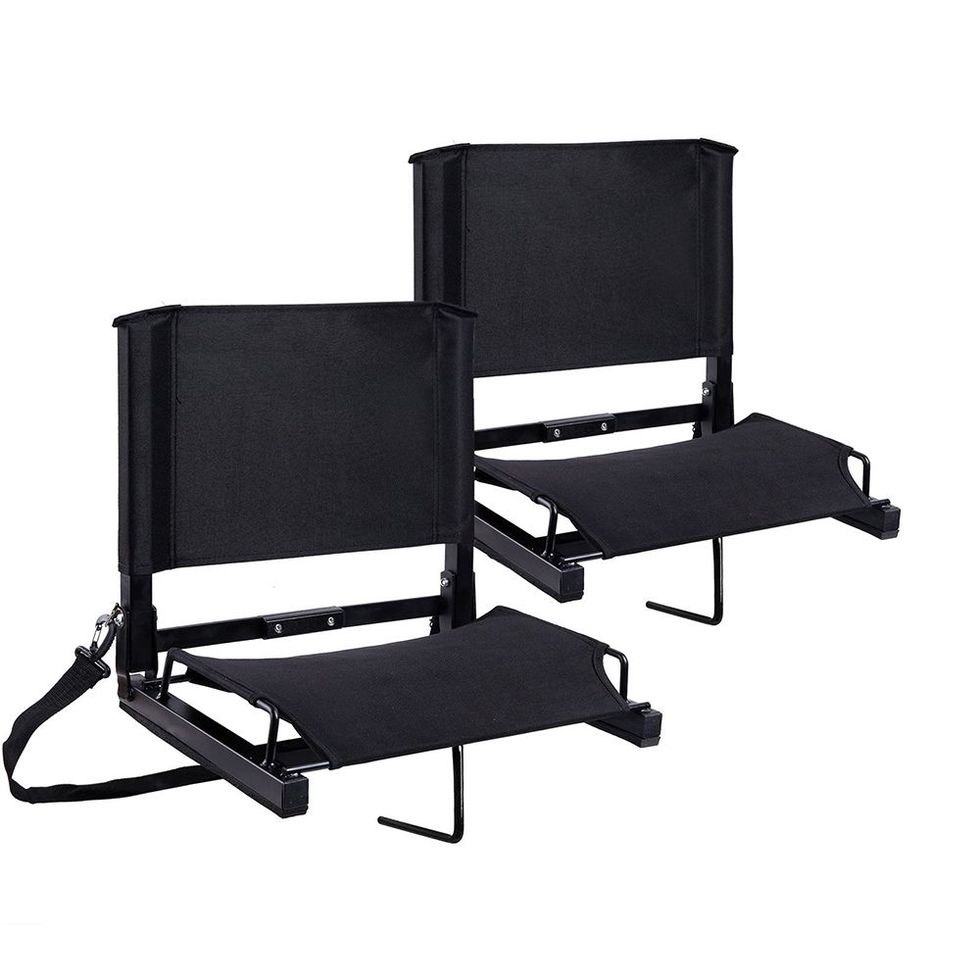 Stadium Seat Cushion ? Set Of 2 Wide Reclining Stadium Chairs For Bleachers  With Back Support Armrests And Backpack Straps By Home-complete (black) :  Target