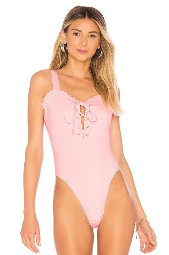 Lace-Up Ruffled One-Piece
