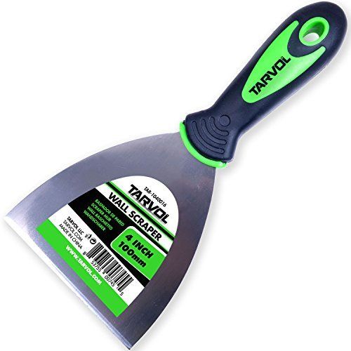 4" Putty Knife (HEAVY DUTY - FLEXIBLE STIFF BROAD KNIFE BLADE) Paint & Wall Scraper - Carbon Steel - Ergonomic Comfort Handle - Perfect for Spackle, Spreading Scraping Walls, Floors, Tile, More!