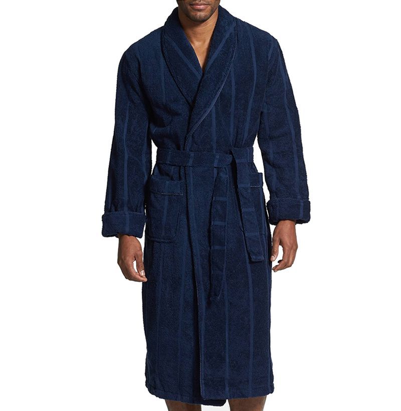 Mens Hooded Piping Dressing Gown Robe