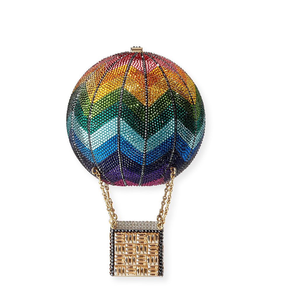 Rainbow Hot Air Balloon Crystal Clutch Bag