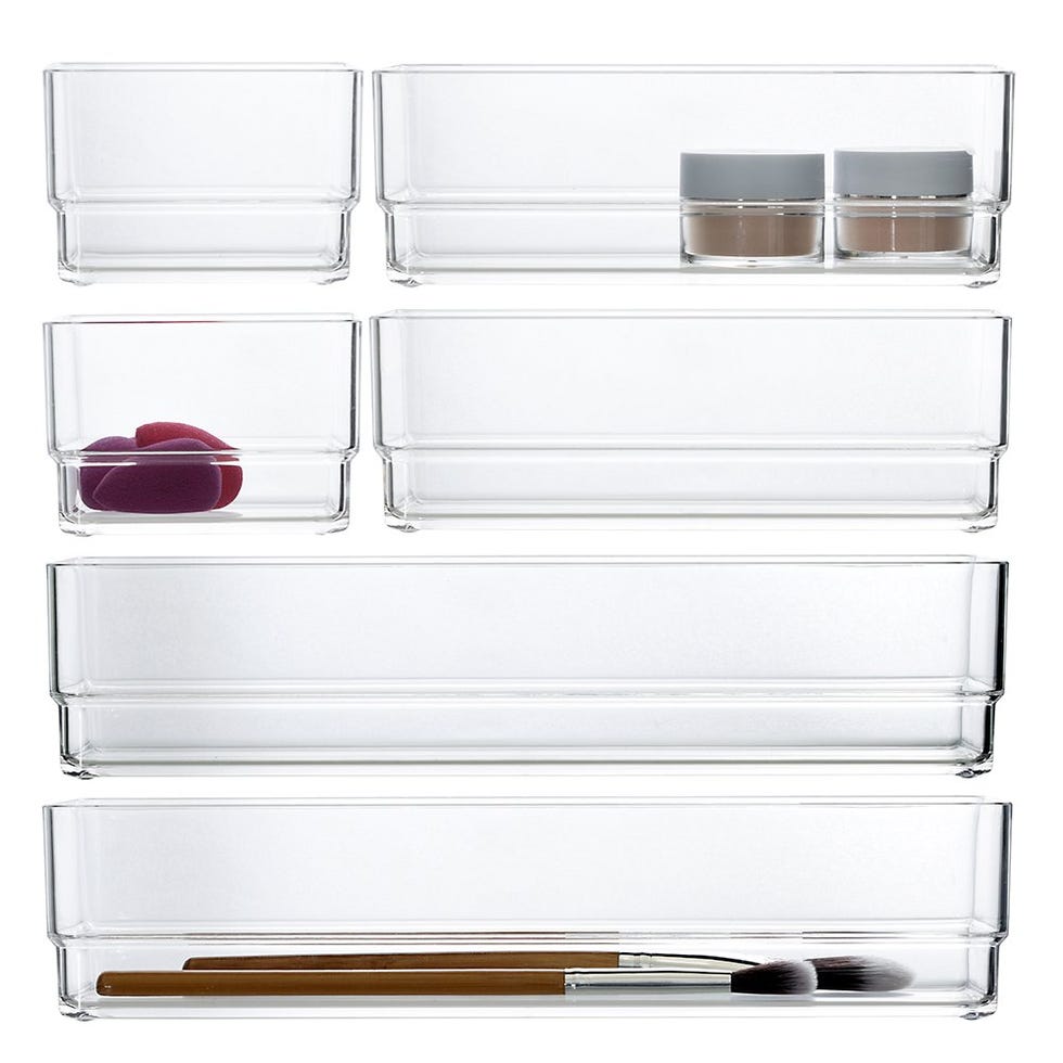 Stori Clear Plastic Drawer Organizers 12 x 6 x 2 L Set of 3