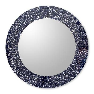 Round Navy Cosmos Mirror