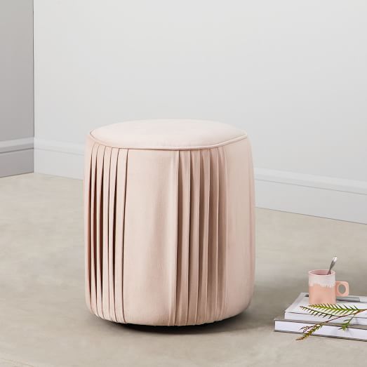 Blush pleated store oval ottoman