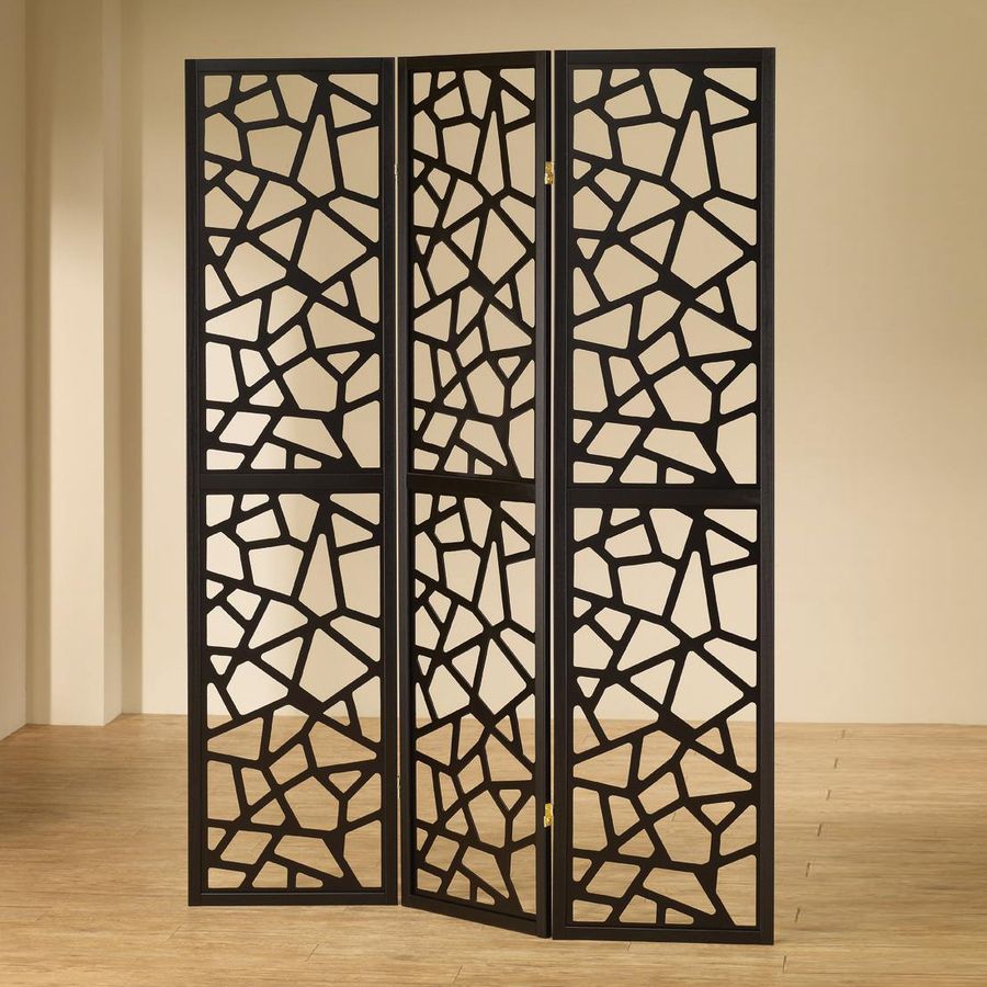 Coaster Fine Furniture 3-Panel Black Wood Folding Indoor Privacy Screen