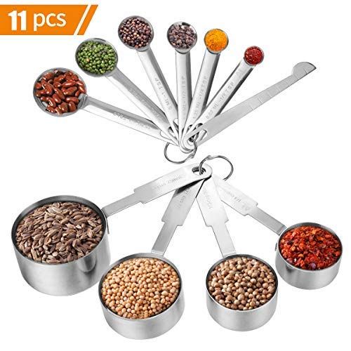 Measuring Cups & Measuring Spoons with Measuring Ruler Set of 11