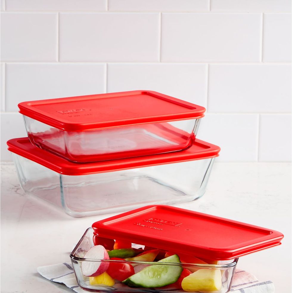 Pyrex 6-Cup Food Storage Rectangle Dish with Red Lid