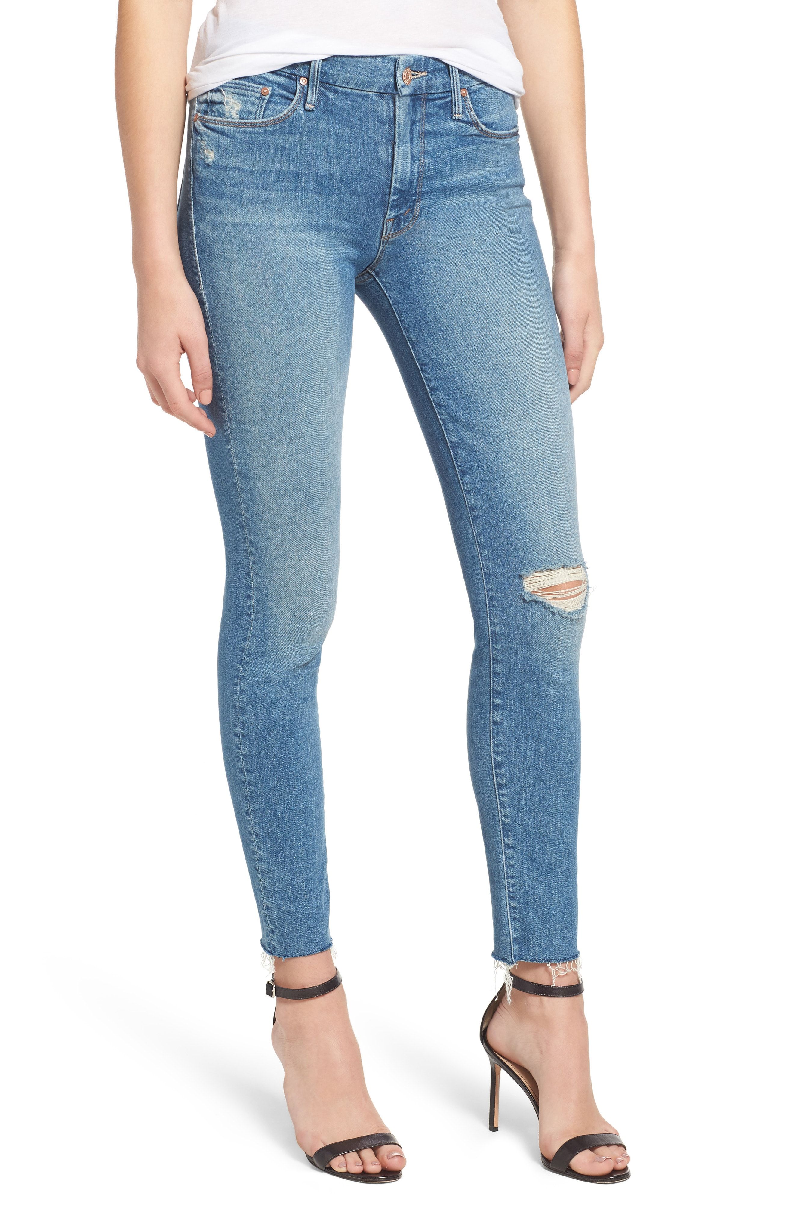 womens skinny jeans with frayed bottom