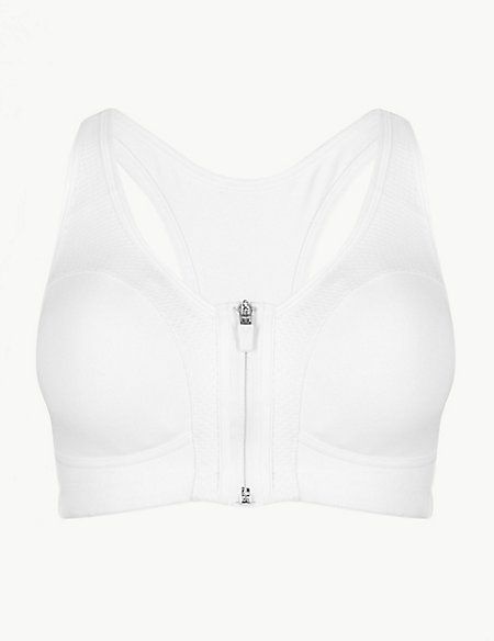 M&S Marks & Spencer Extra High Impact Sports Bra Non-Wired Non Pad Ivory  White