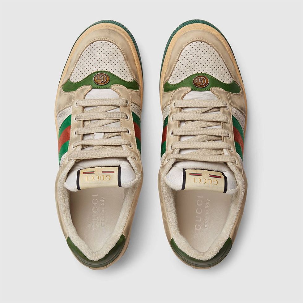Gucci Ace Leather Low-Top Lovers Sneakers Green/Red Web Black