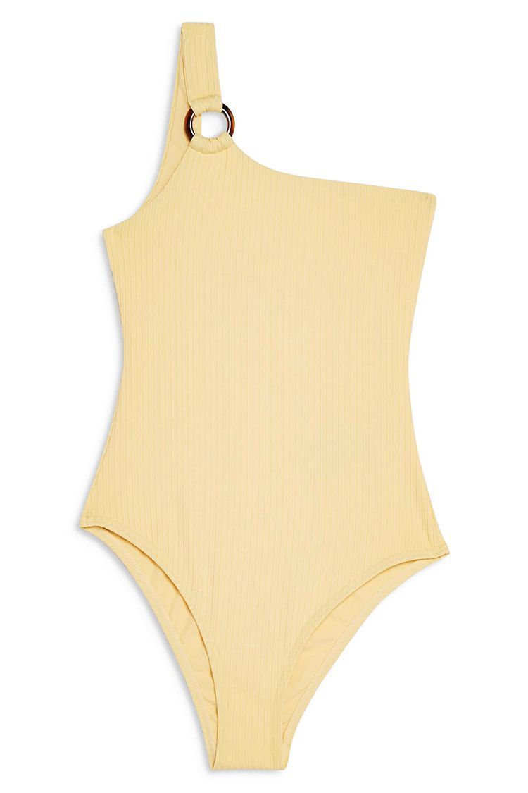 Topshop Ribbed One-Shoulder One-Piece