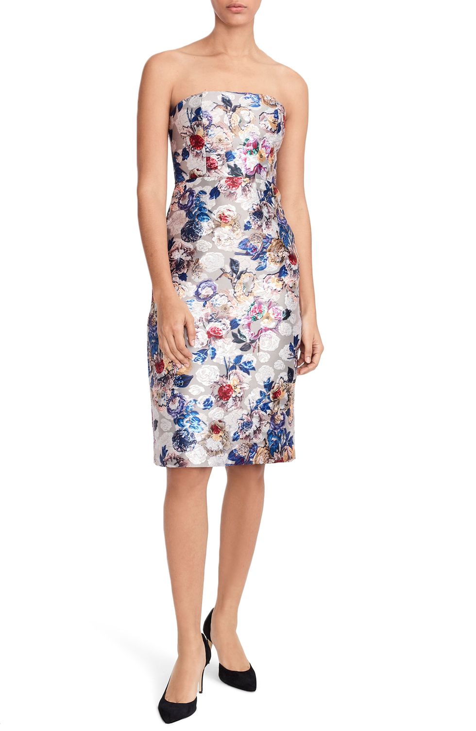 Collection Floral Jacquard Strapless Dress