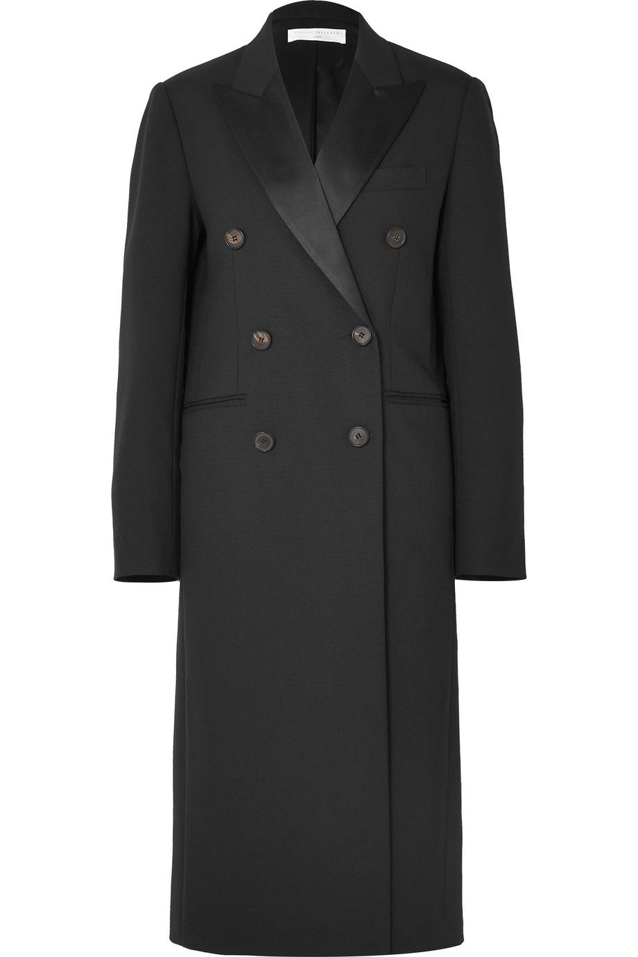 Satin-trimmed wool and mohair-blend coat