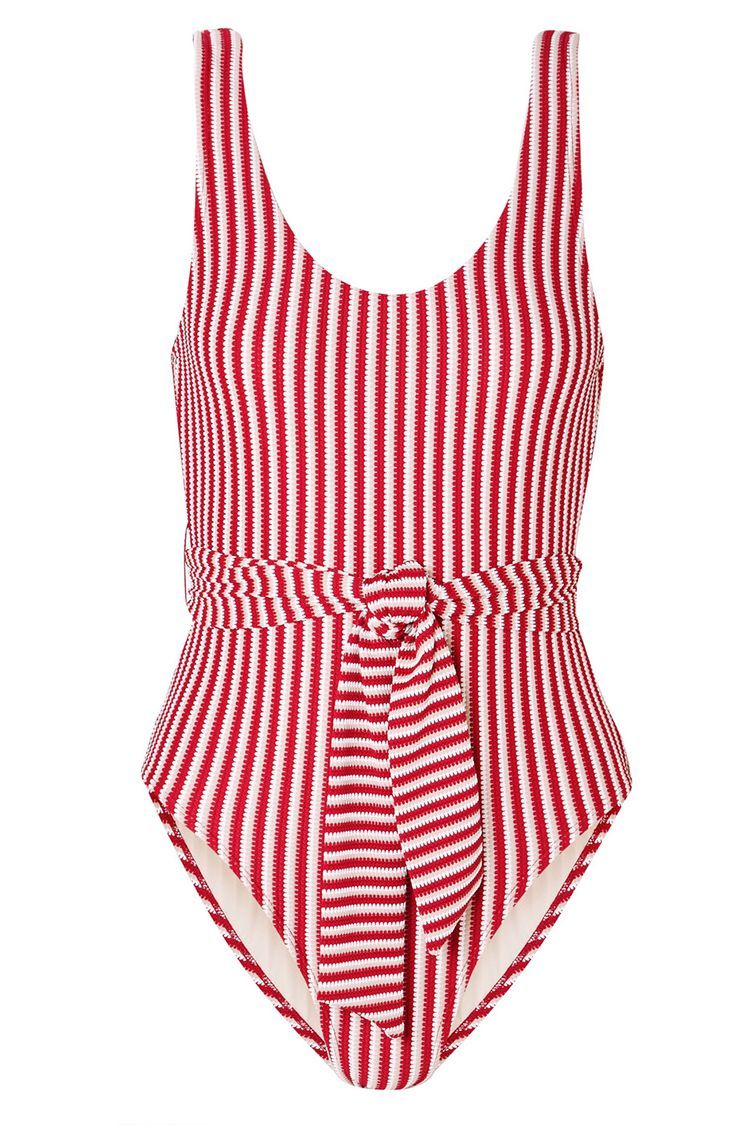 Peony Belted Striped One-Piece