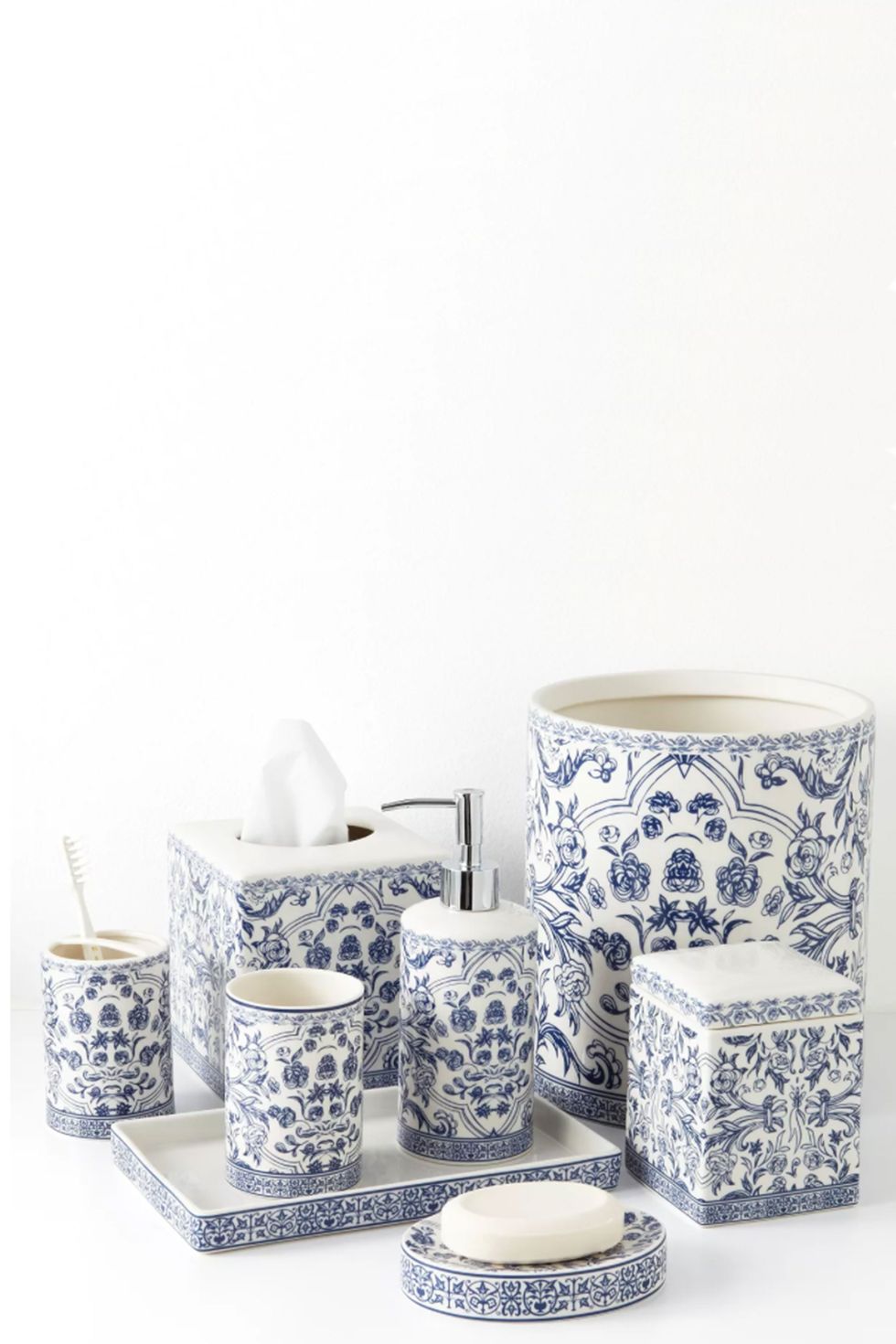 Orsay Blue Toile Porcelain Bath Accessories