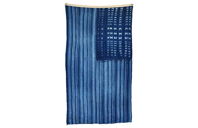 Indigo Blue & White African Textile Flag