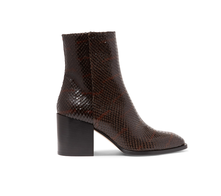 Python-Effect Leather Ankle Boots