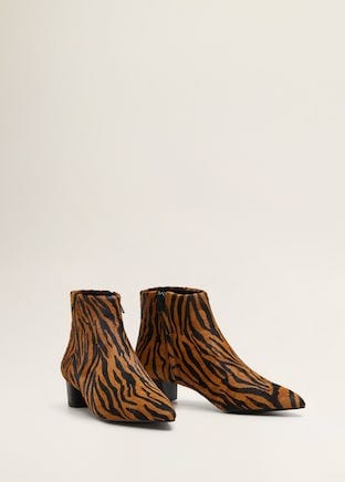 Animal Print Leather Ankle Boots