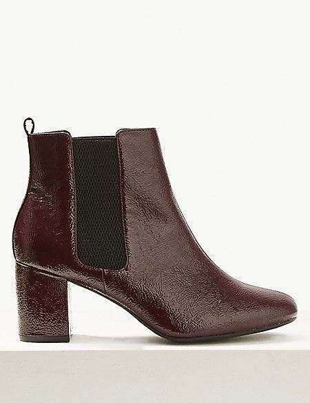 Wide Fit Patent Leather Chelsea Ankle Boots