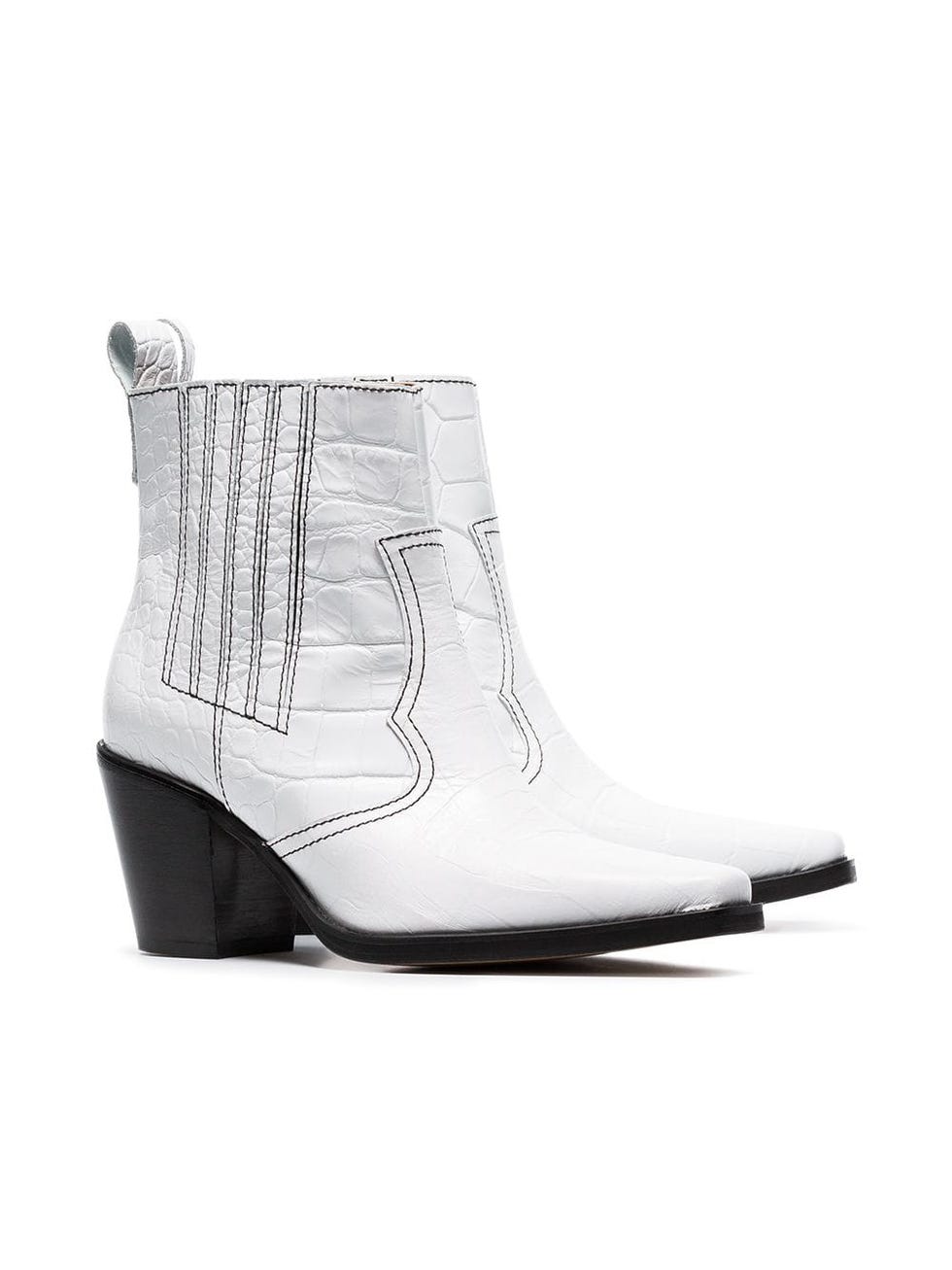 white Callie 80 leather ankle boots