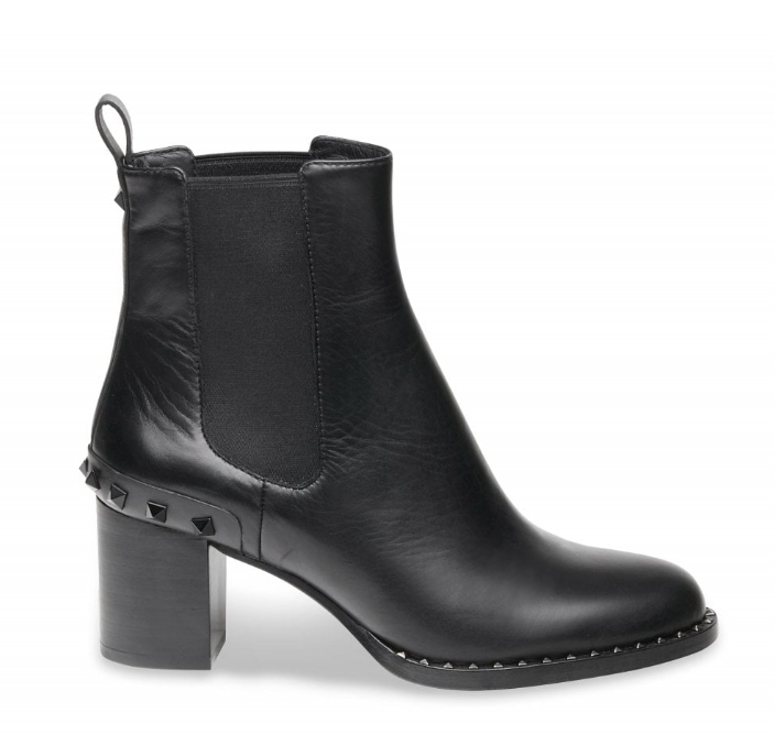 VERTIGO Boots Black Leather & Gunmetal Studs
