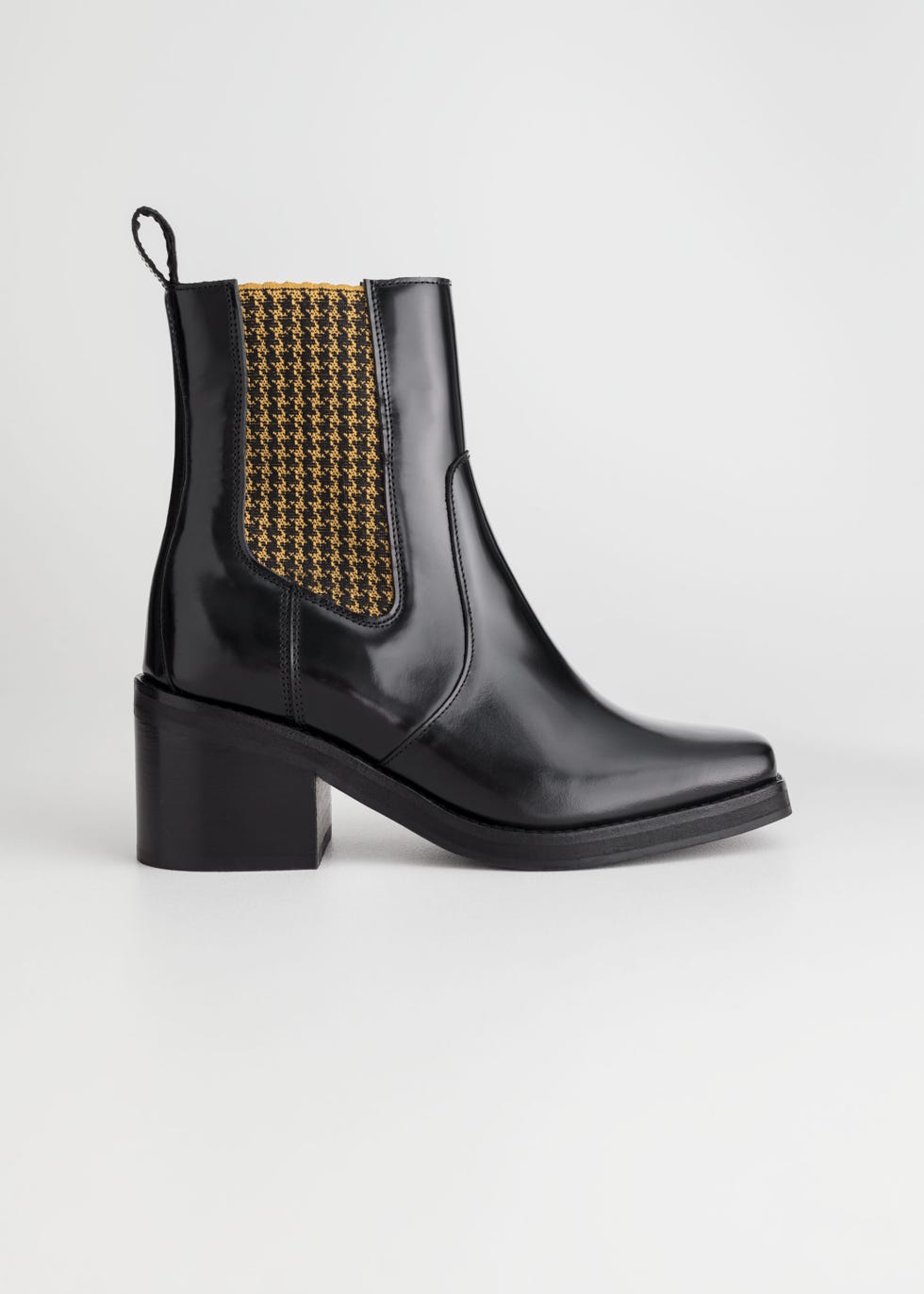 Houndstooth Elastic Leather Boots